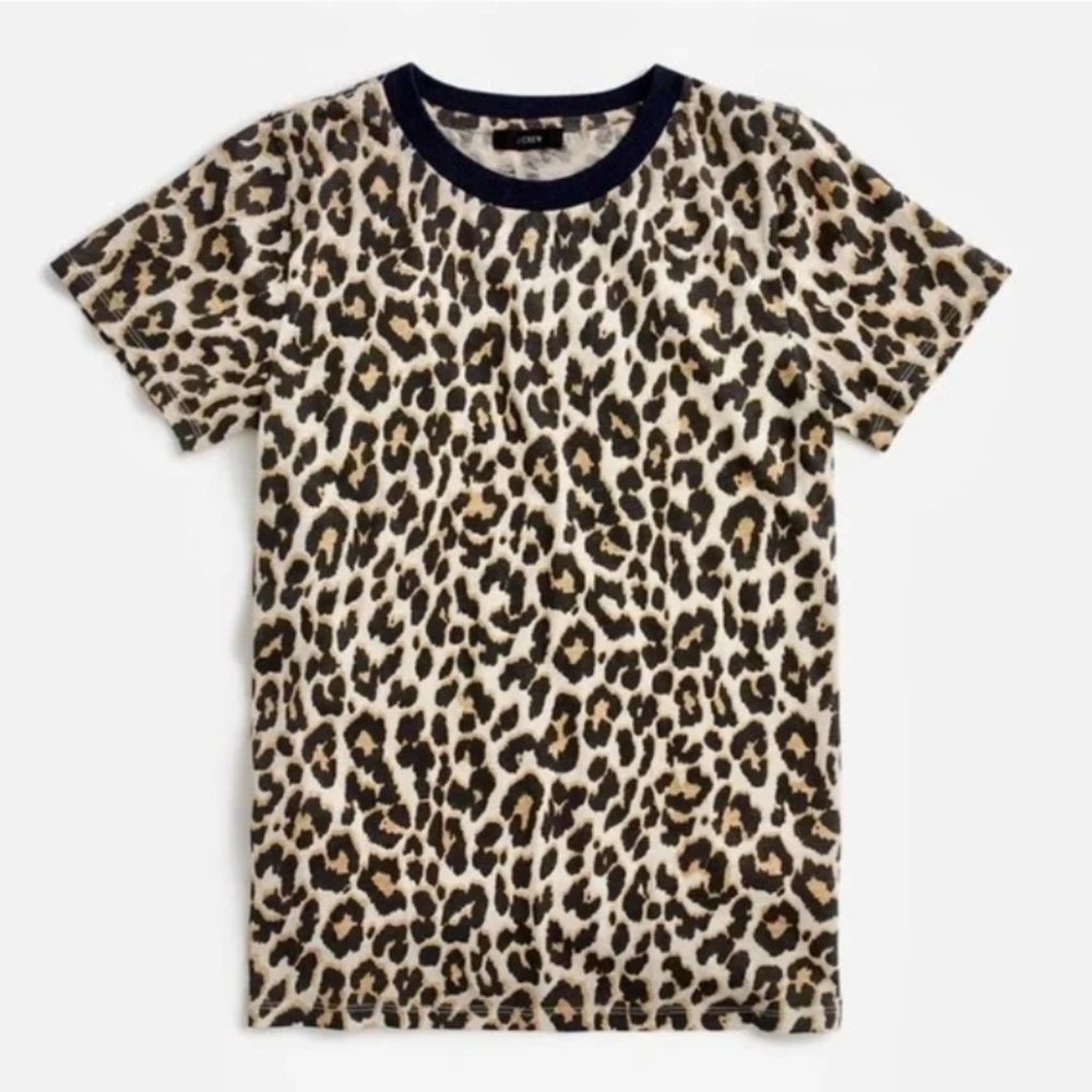 J. Crew Leopard Print Ringer Tee